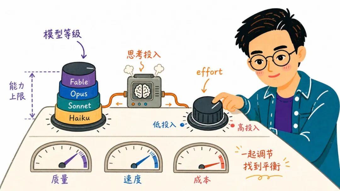 模型等级与Effort双旋钮控制